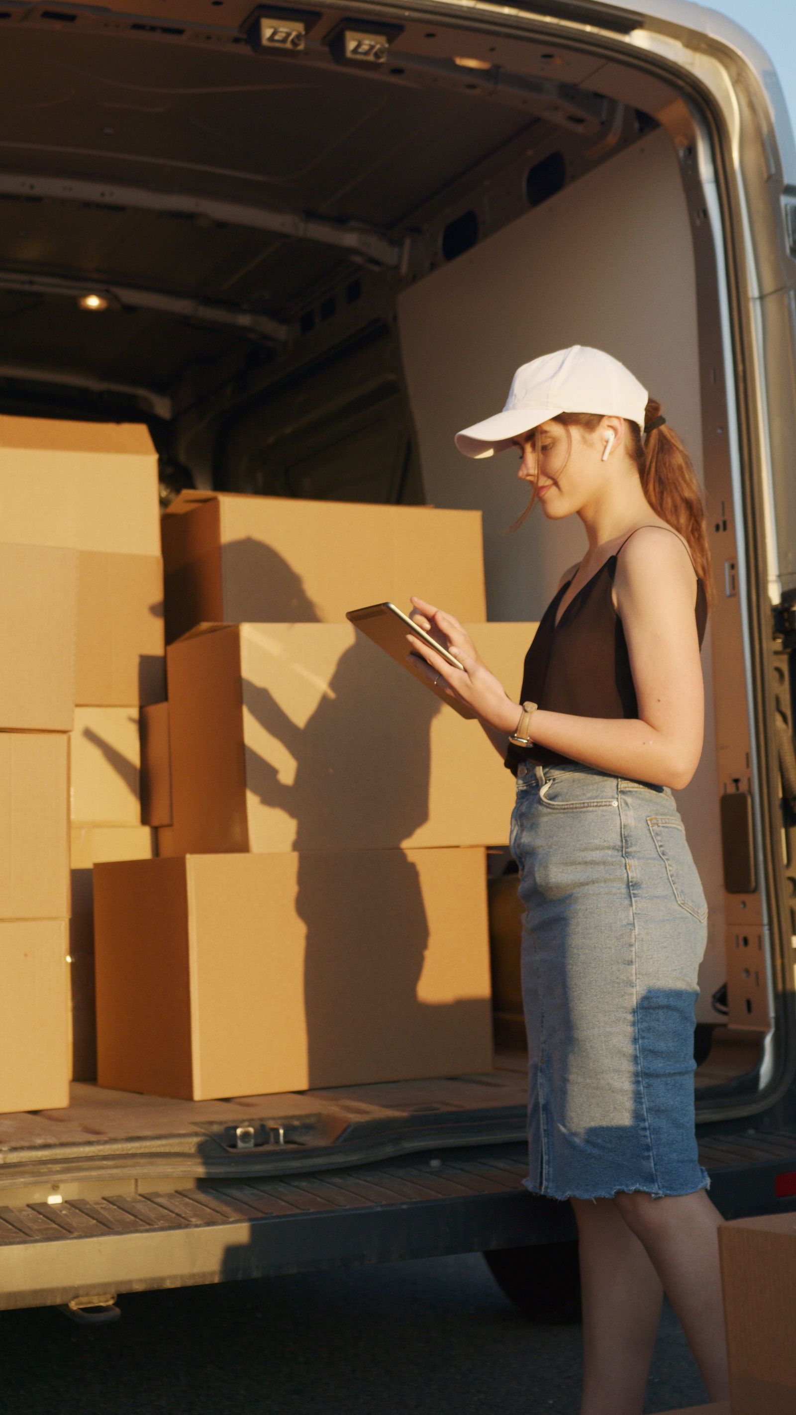 Warehouse operator checking orders on a tablet